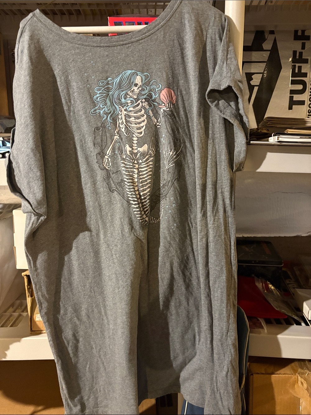torrid Gray Short Sleeve dress Tee with Mermaid Skeleton Graphic